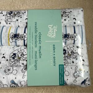 Disney Baby Muslin Swaddle Blankets - White and Blue